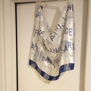 Paris Themed Blue and White Scarf